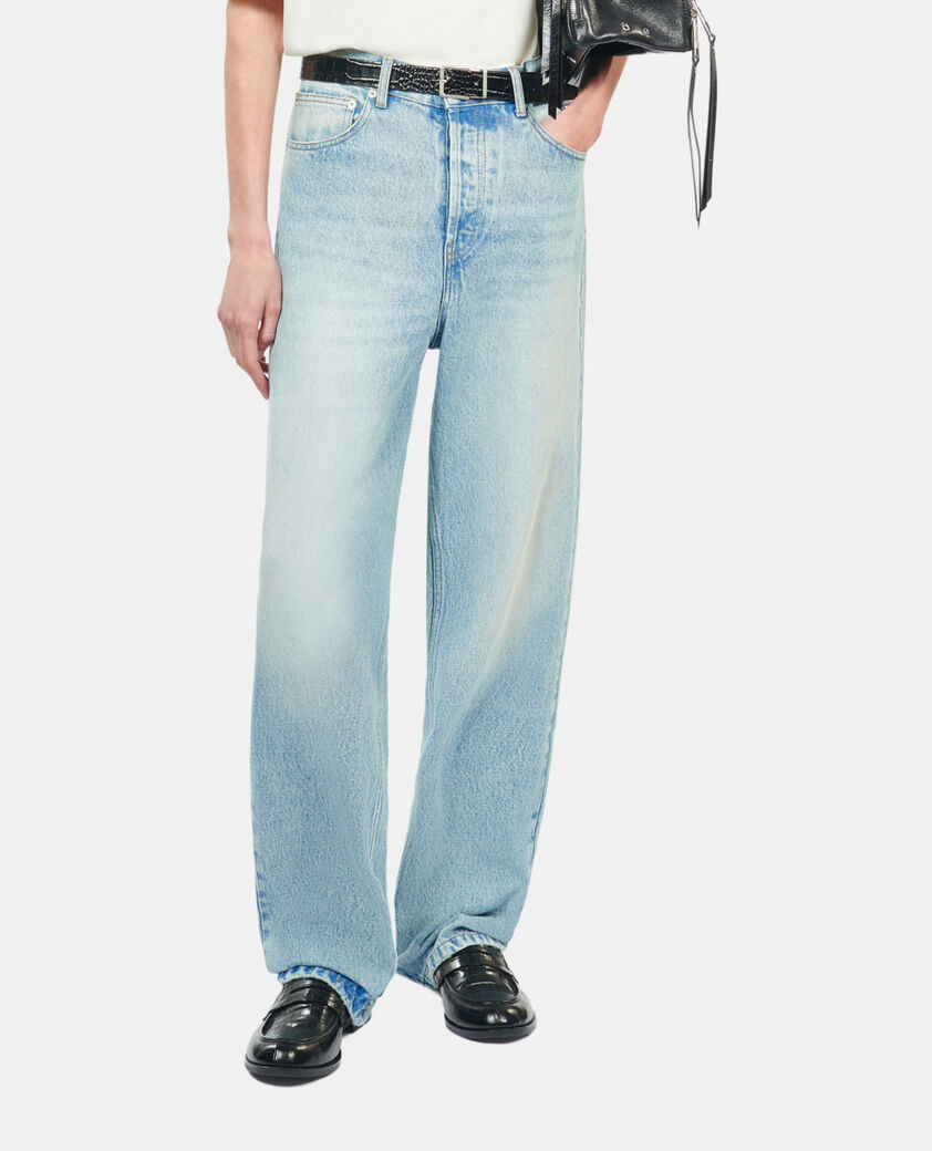 The Kooples MEN BLUE BLEACHED / NAVY washed blue wide-leg jeans