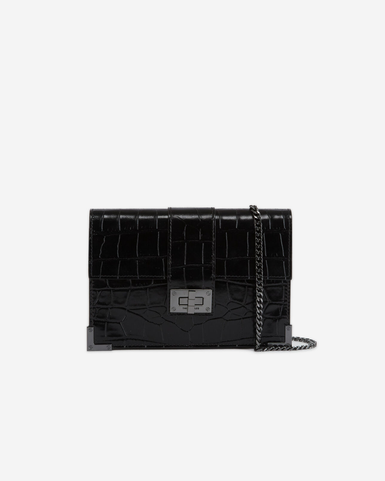 The Kooples WOMEN BLACK medium emily pouch in black leather