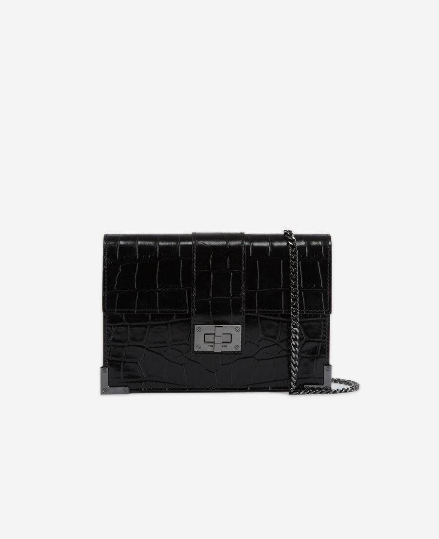 medium emily pouch in black leather