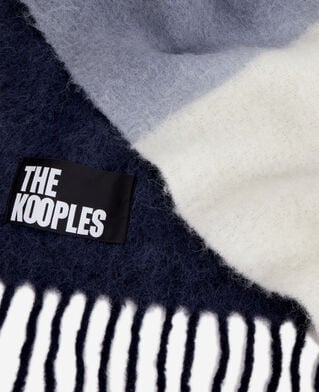 The Kooples FEMME NAVY echarpe bleue en mélange de laine avec franges