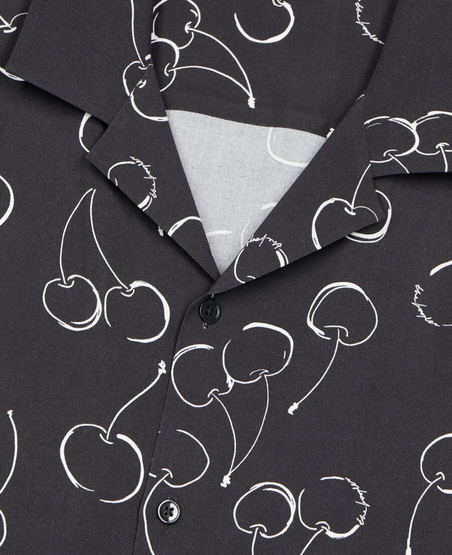The Kooples H BLACK short-sleeved cherry printed shirt