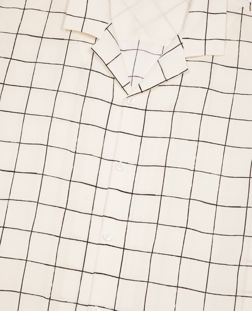 The Kooples HOMME WHITE / BLACK chemise manches courtes &agrave; carreaux &eacute;crue