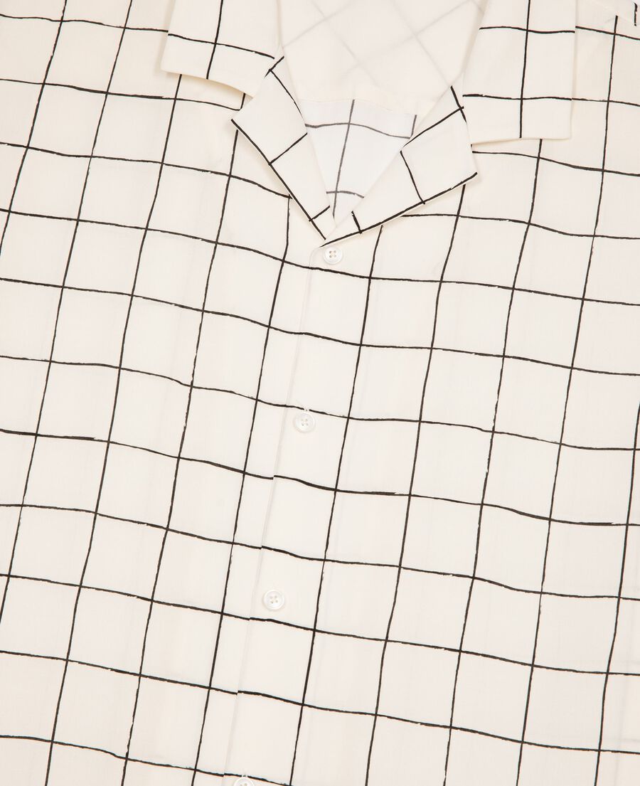 The Kooples HOMME WHITE / BLACK chemise manches courtes &agrave; carreaux &eacute;crue