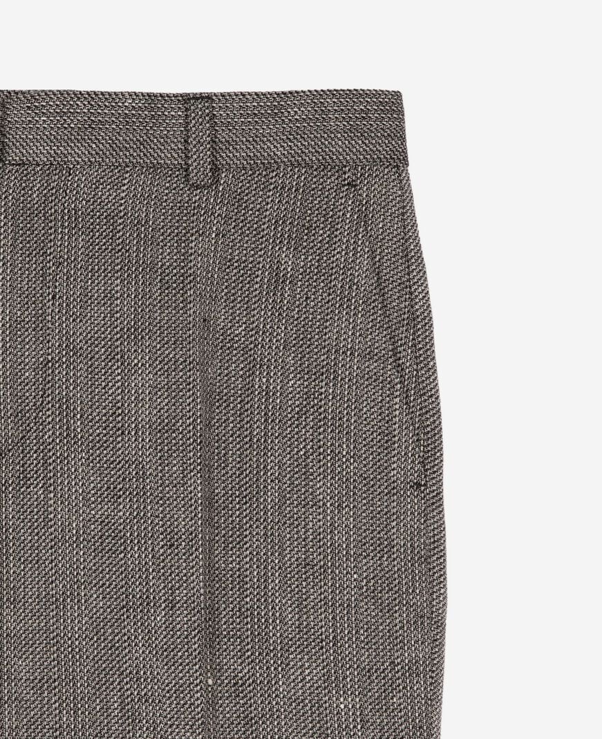 The Kooples WOMEN GREY grey wool and linen straight-leg tailored pants