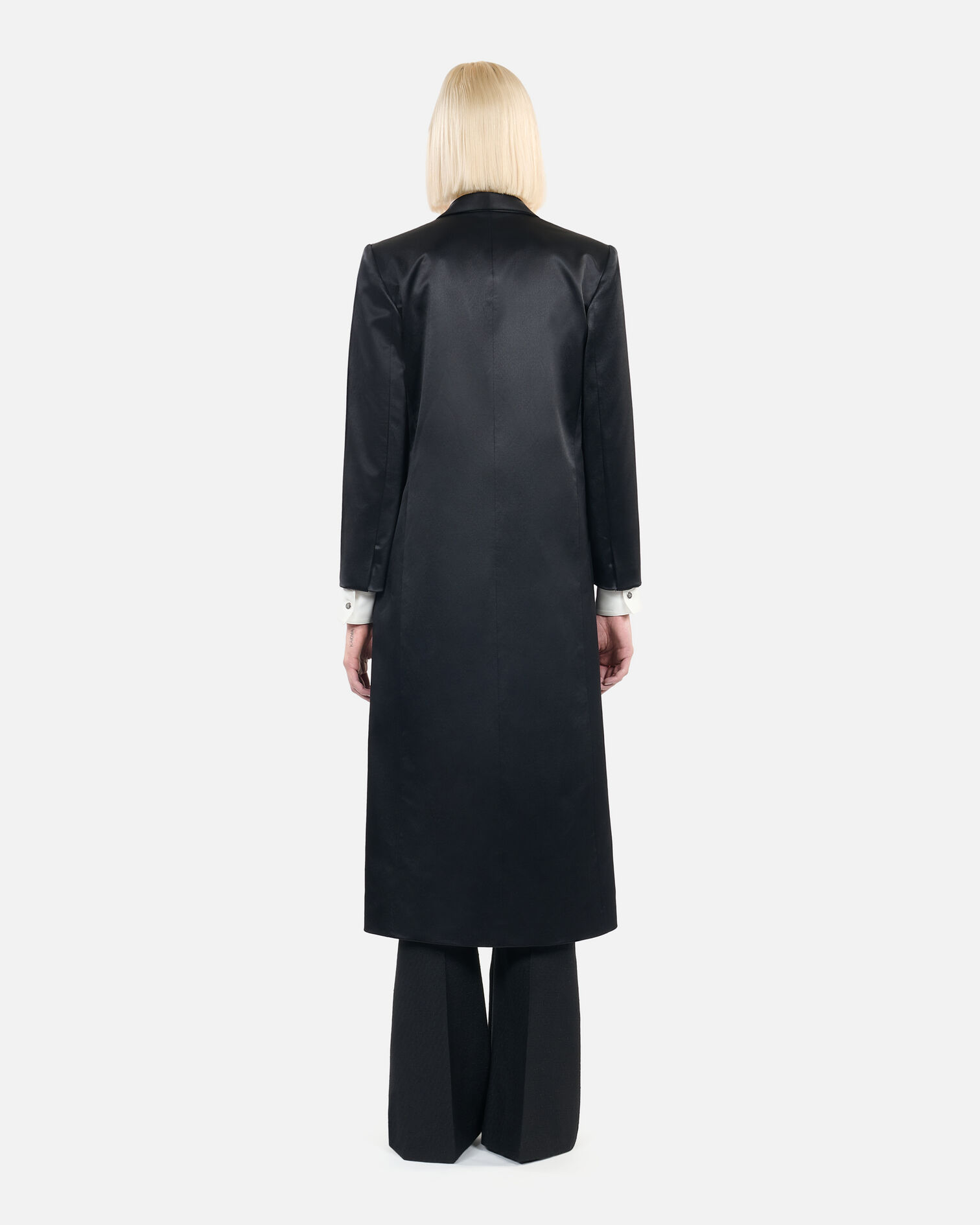 Manteau The Kooples x Carolina Ritzler en satin noir, BLACK, hi-res image number null