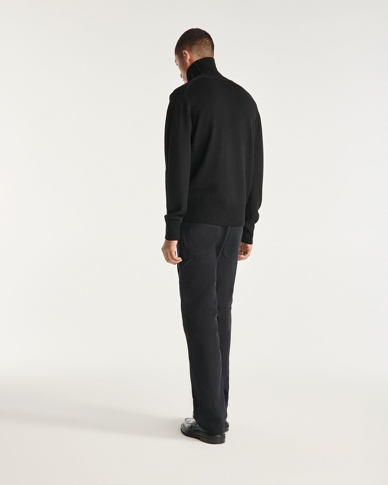 The Kooples HOMME BLACK pull col roulé noir