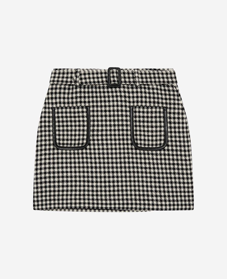 The Kooples FEMME BLACK WHITE jupe courte en pied de poule noire et blanche