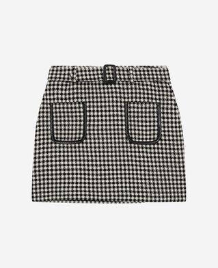 The Kooples FEMME BLACK WHITE jupe courte en pied de poule noire et blanche