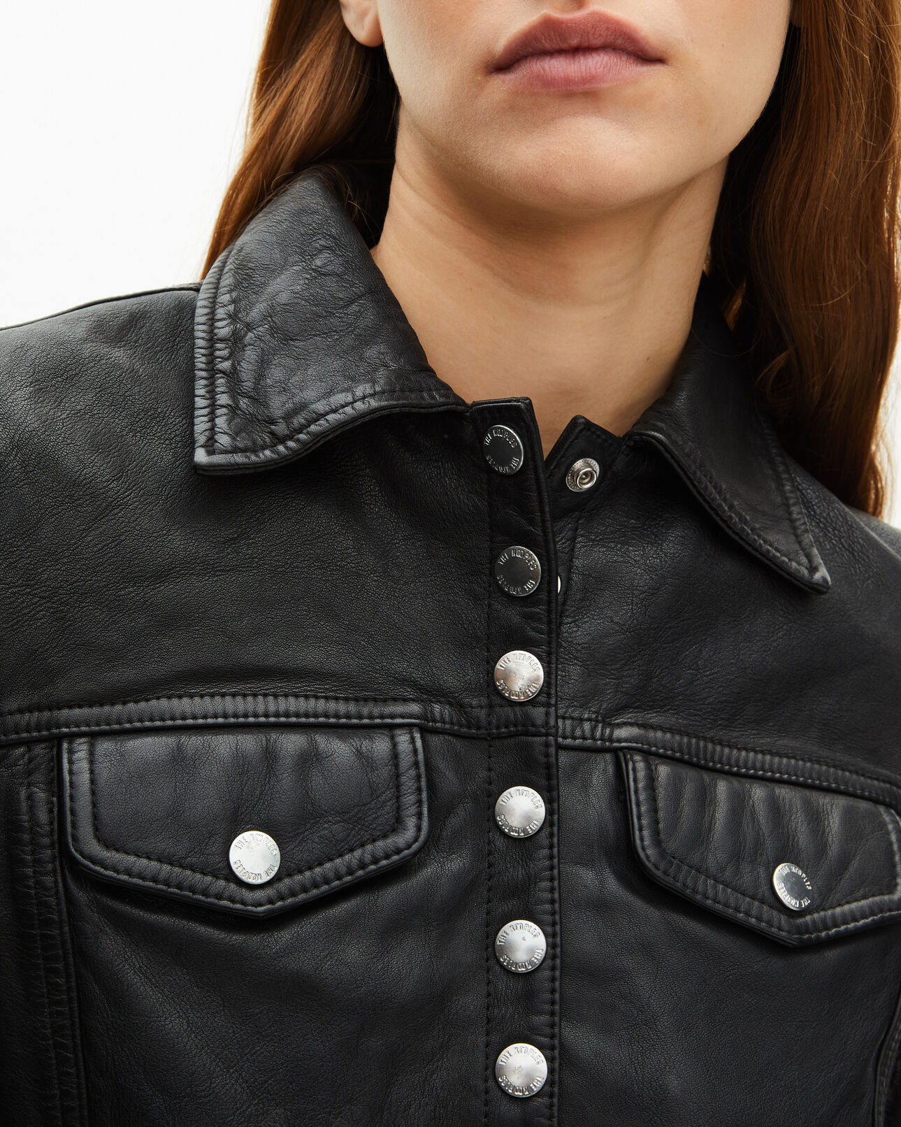 The Kooples WOMEN BLACK black leather jacket