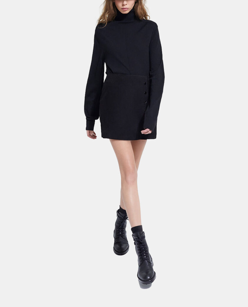 The Kooples WOMEN BLACK short black leather skirt