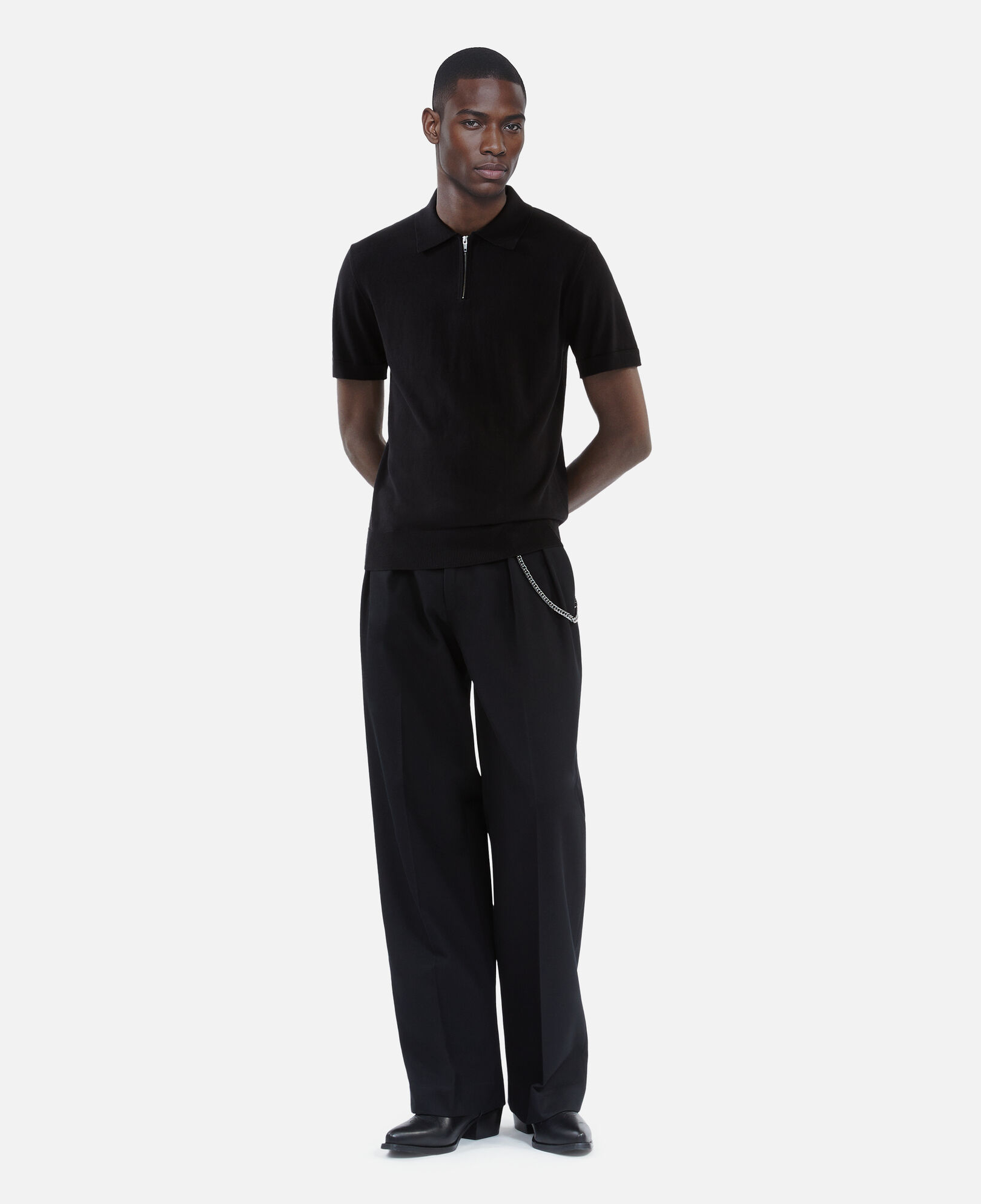The Kooples MEN BLACK black knit polo