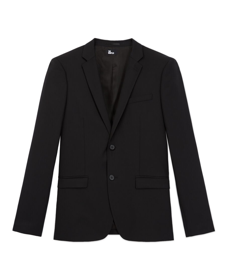 The Kooples HOMME BLACK veste de costume en laine noire coupe tailleur ajustée
