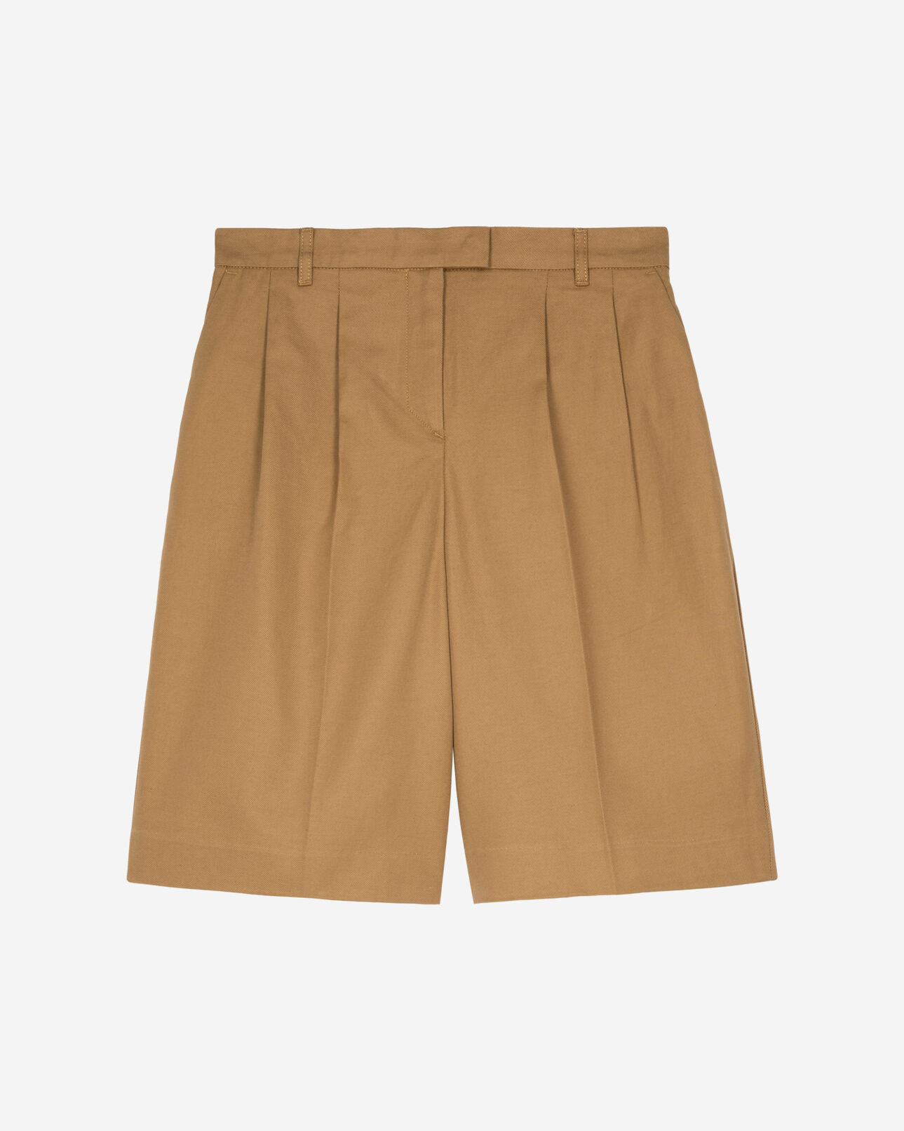 The Kooples DAMEN BROWN bermuda-shorts aus baumwolle und leinen in camel