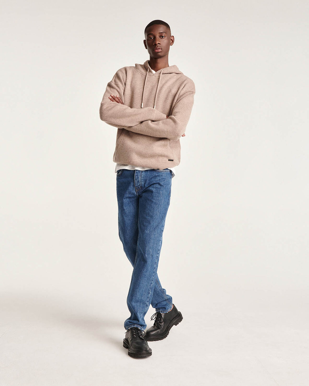 The Kooples HOMME BEIGE pull capuche laine beige ample