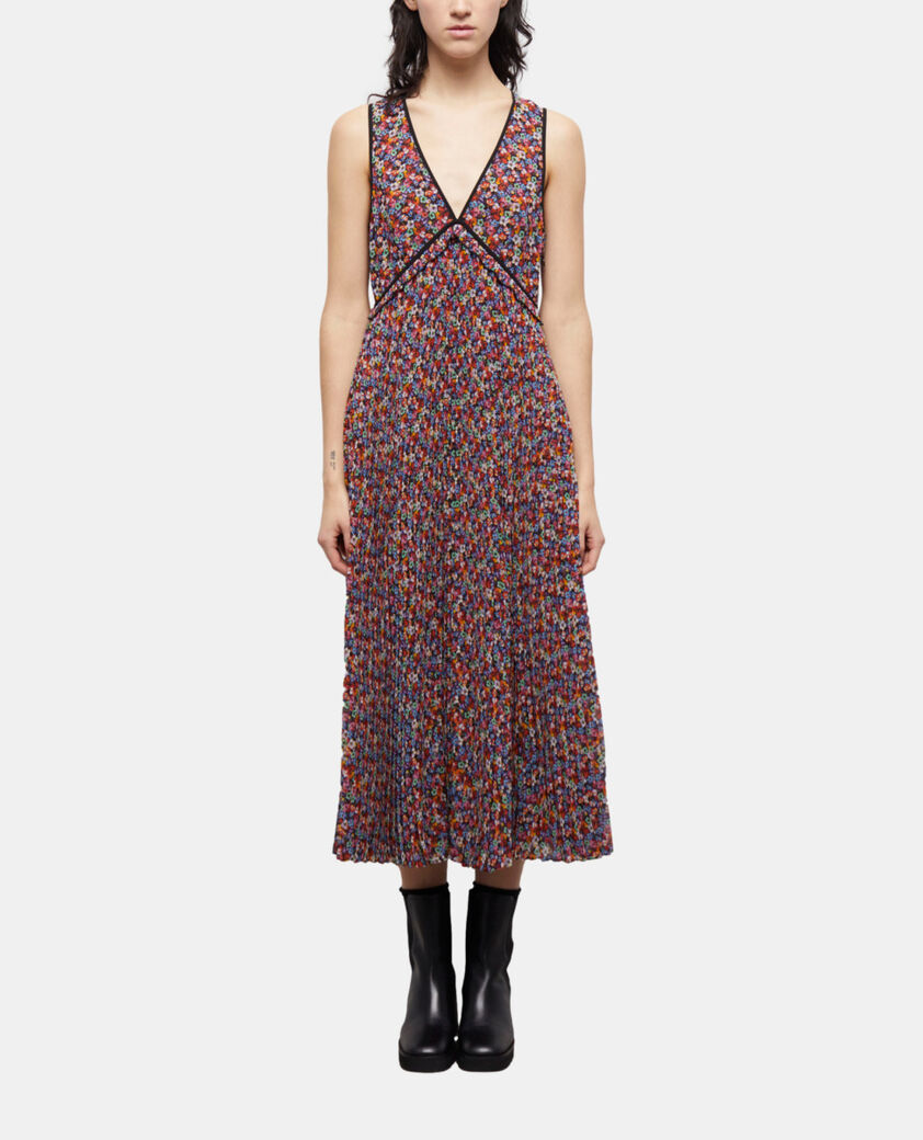 The Kooples FEMME MULTICOLOR robe longue multicolore plissée