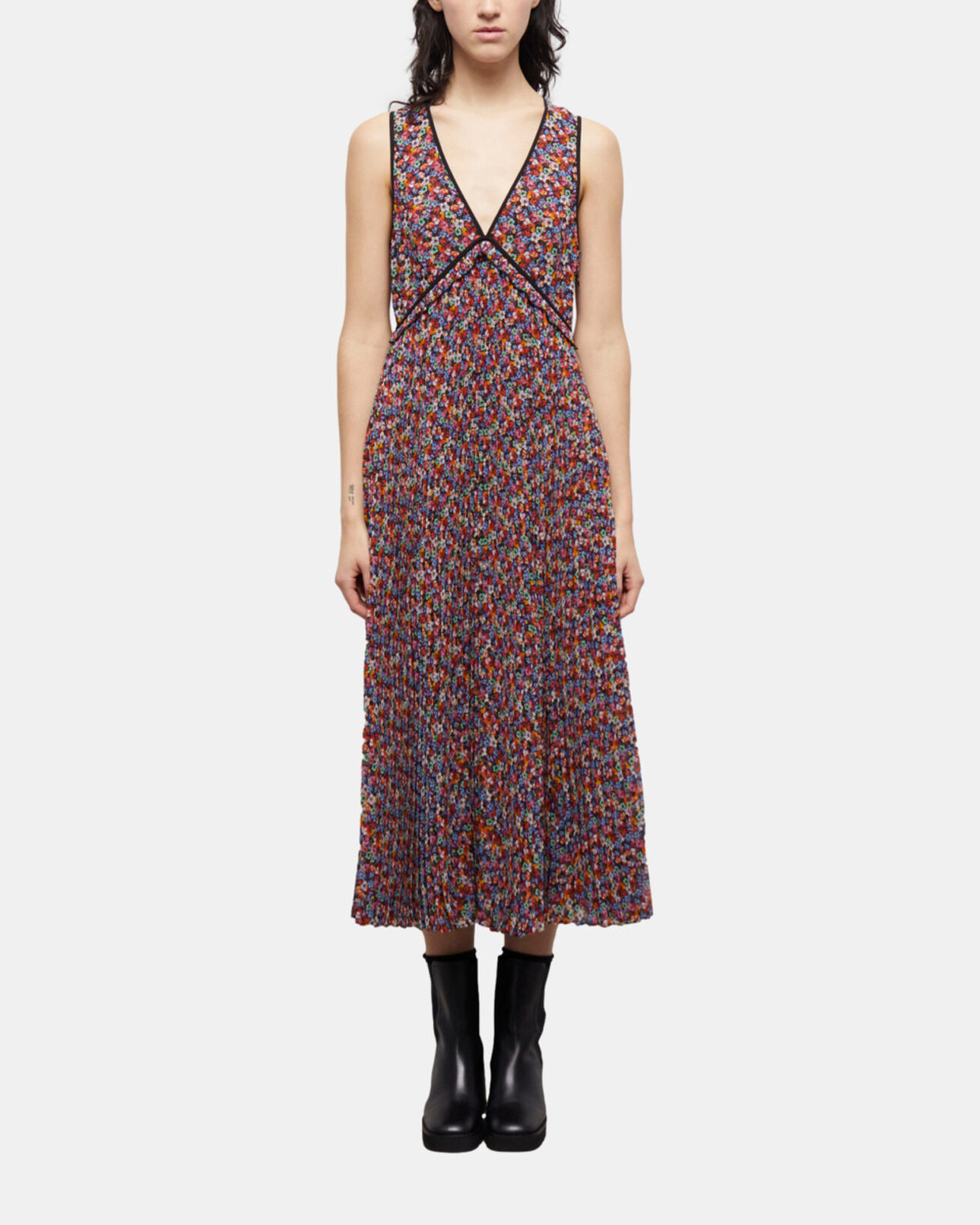 The Kooples WOMEN MULTICOLOR long multicolor pleated dress