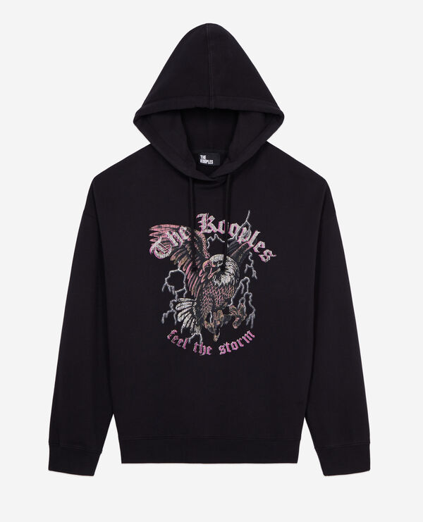 black sweatshirt with feel the storm serigraphy