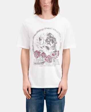 The Kooples HERREN WHITE weißes t-shirt mit vintage-skull-siebdruck