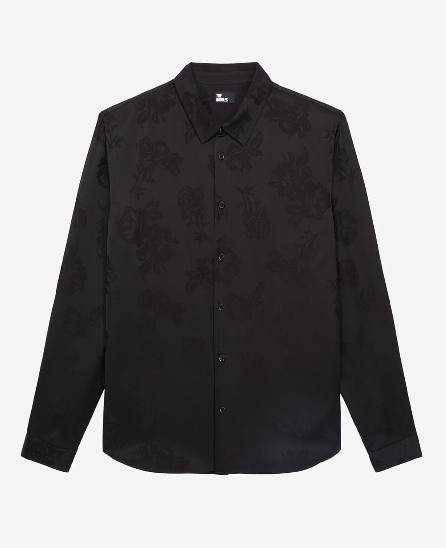 The Kooples HOMME BLACK chemise jacquard noire à fleurs