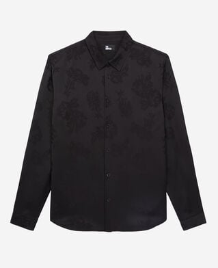 The Kooples HOMME BLACK chemise jacquard noire à fleurs