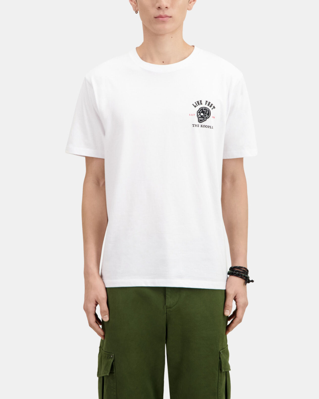 The Kooples HERREN WHITE weißes t-shirt mit „live fast“-schriftzug