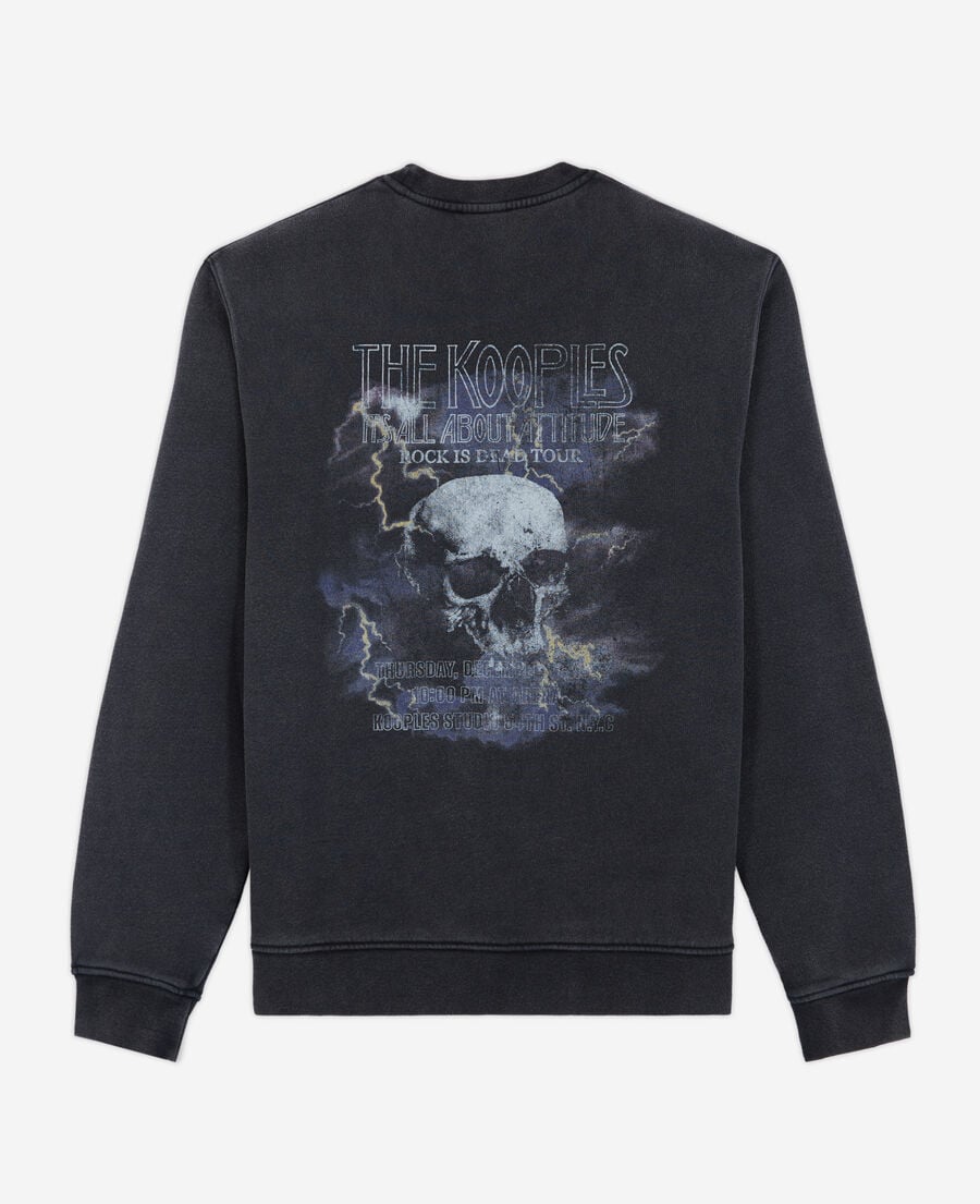 The Kooples MEN BLACK WASHED black printed sweatshirt
