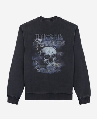 The Kooples MEN BLACK WASHED black printed sweatshirt