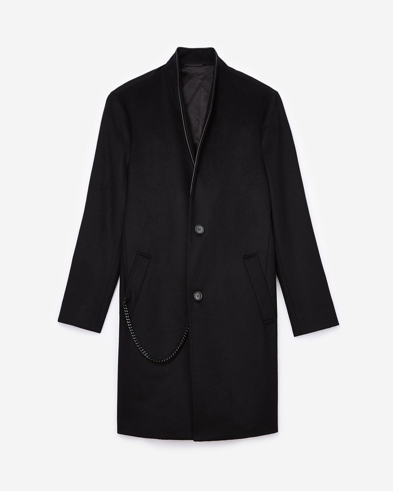 The Kooples HOMME BLACK manteau noir col kimono
