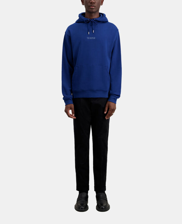 bright blue logo hoodie