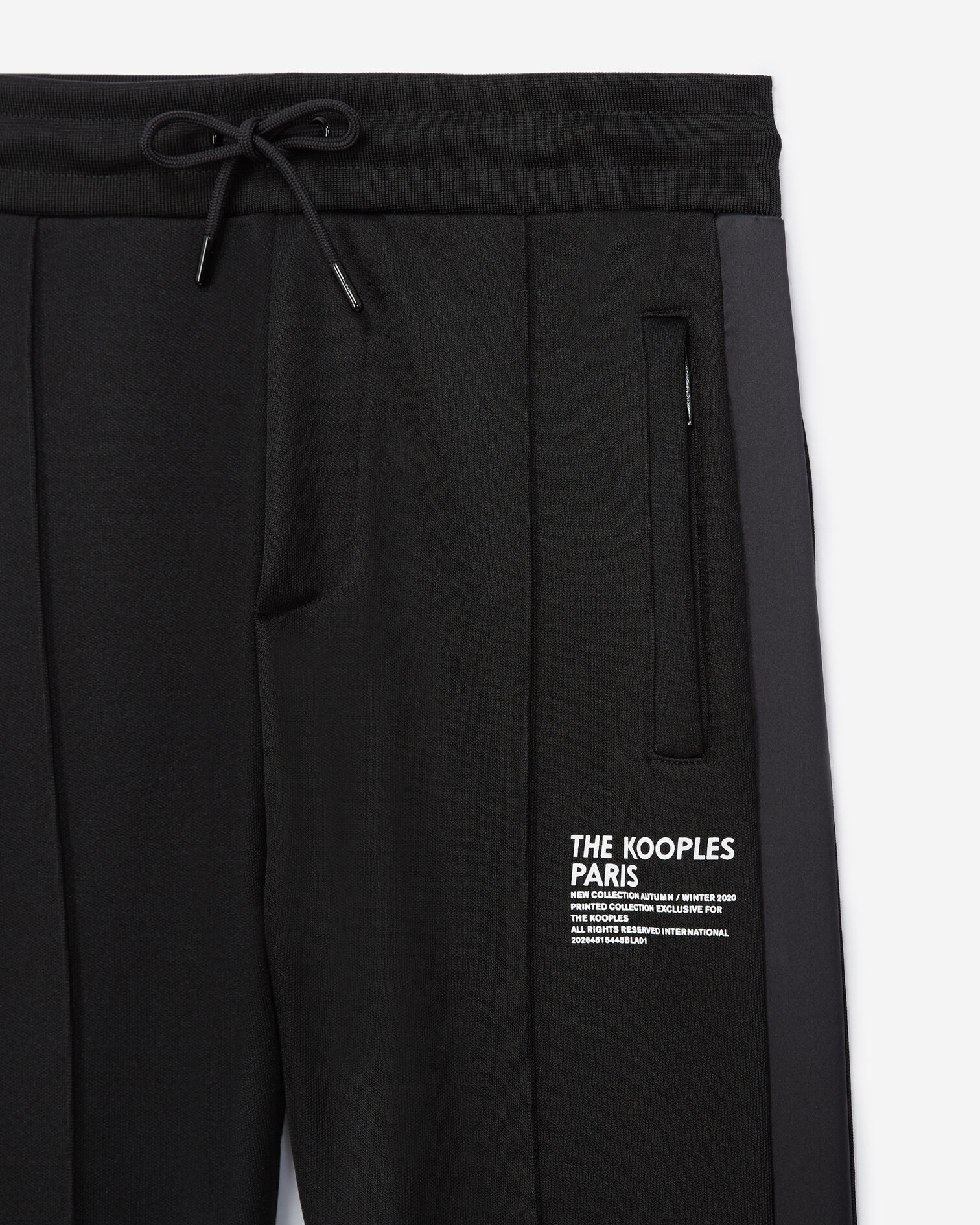 Black joggers with gray satin trim, BLACK, hi-res image number null