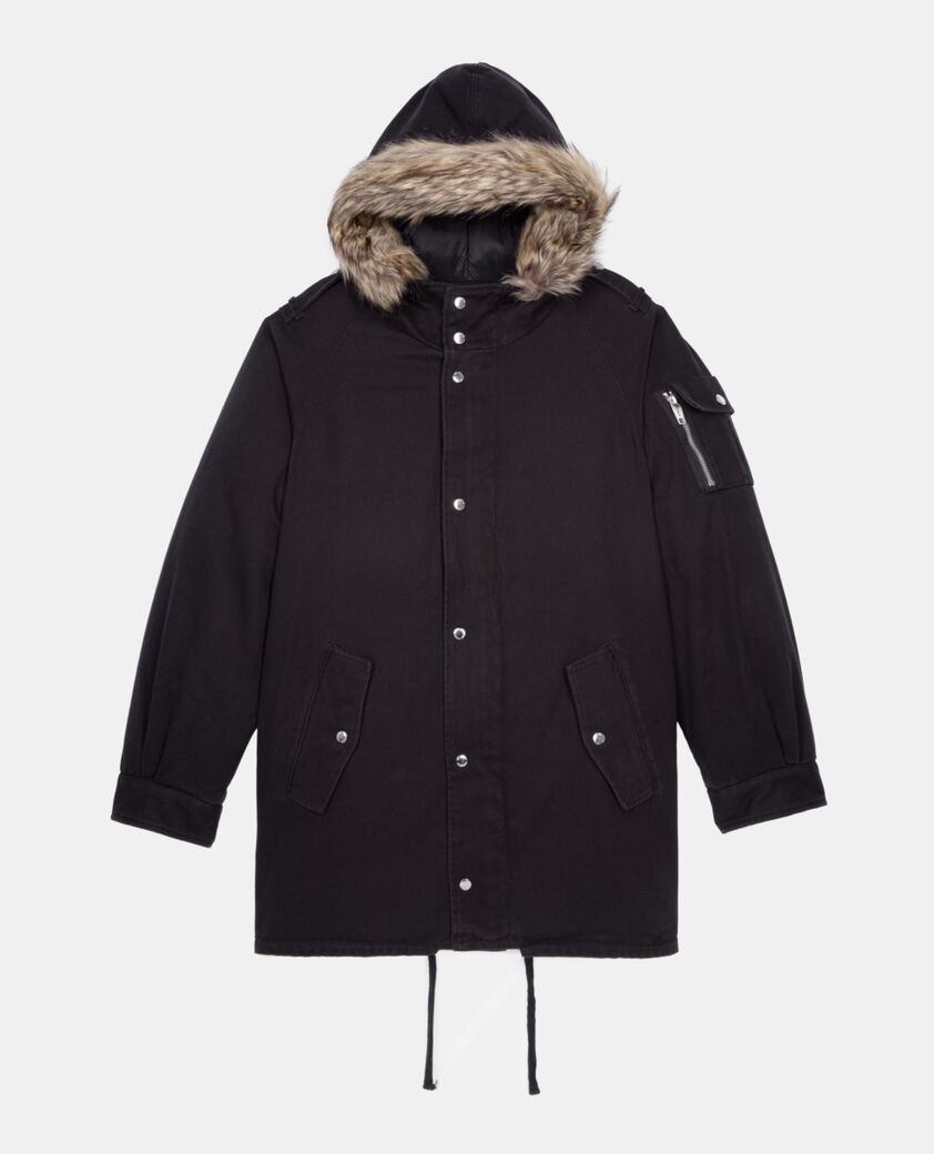 The Kooples HOMME BLACK parka à capuche noire