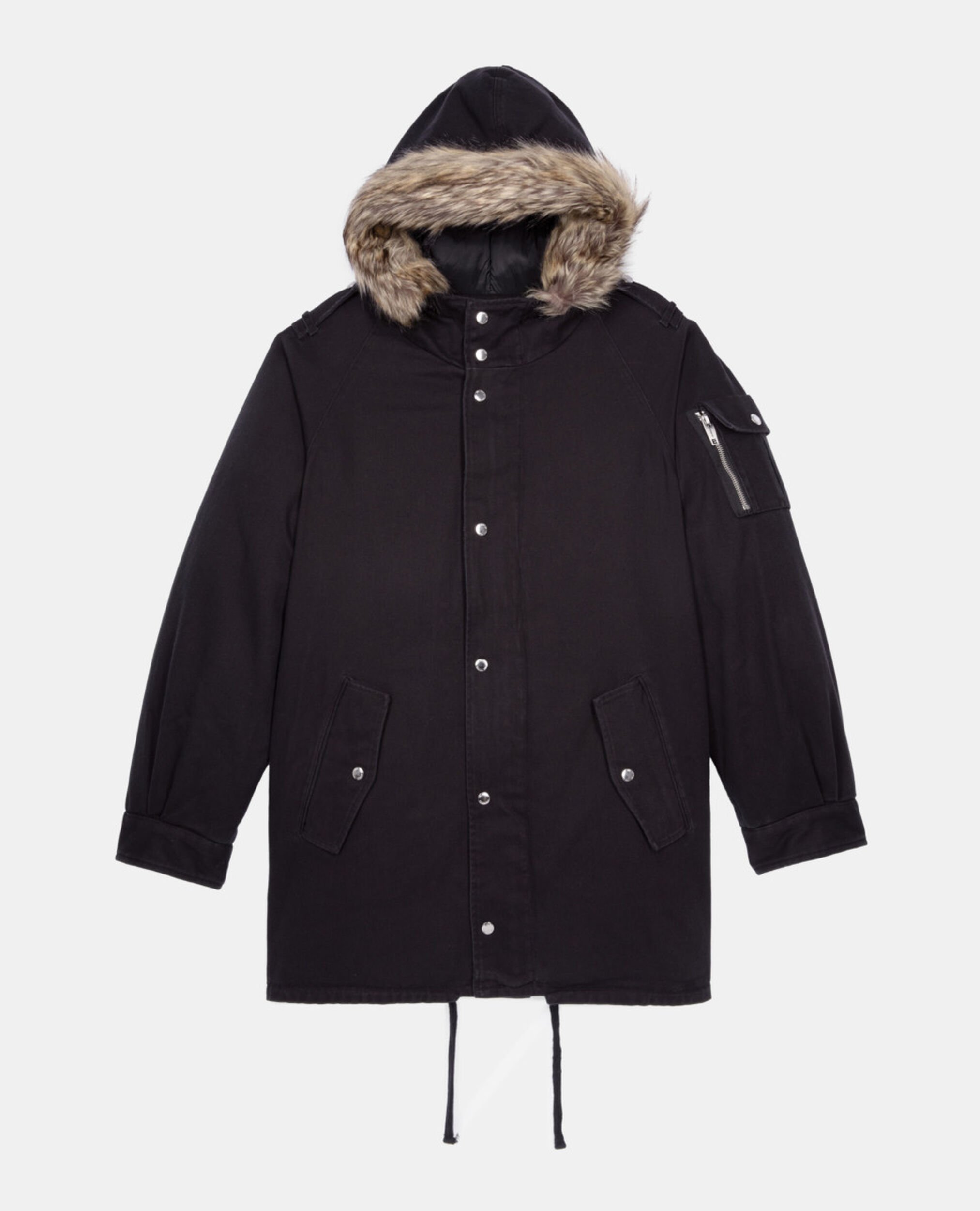 Schwarzer Parka mit Kapuze, BLACK, hi-res image number null