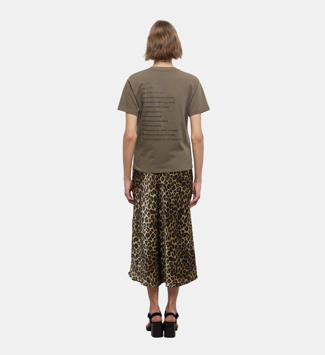 Women s khaki and leopard print what is t shirt The Kooples US