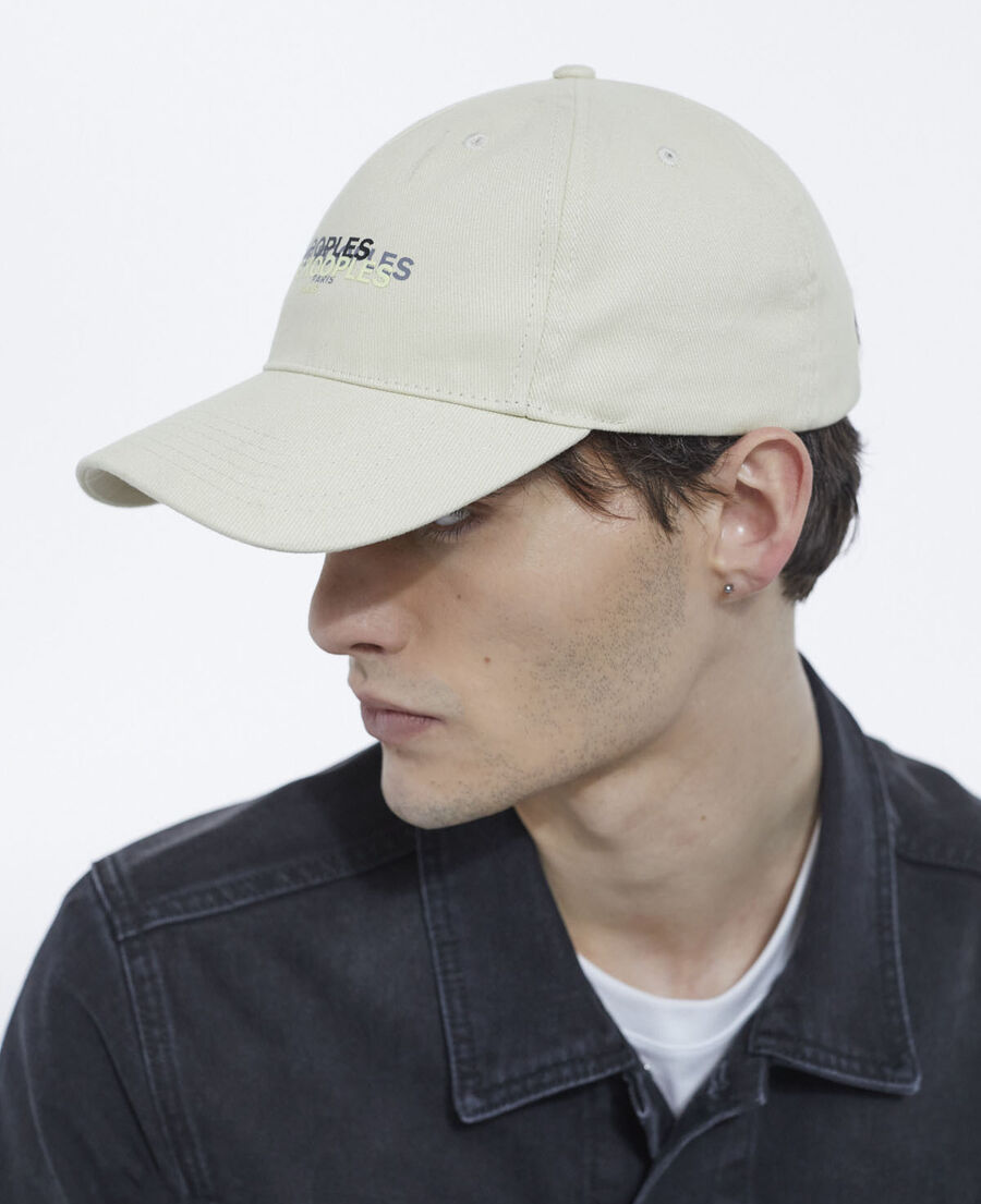 gorra blanco crudo de algodón triple logotipo