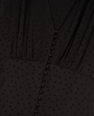 The Kooples FEMME BLACK robe longue à pois en jacquard noire