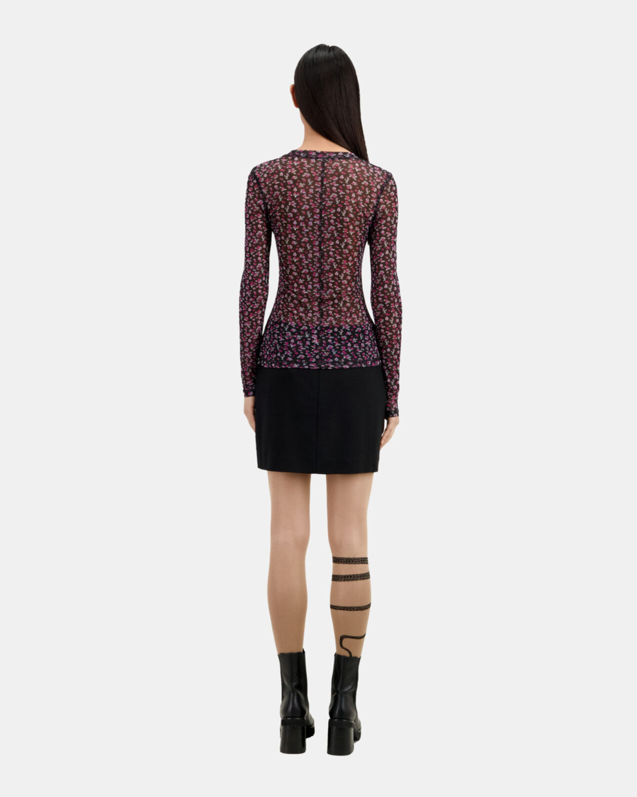 The Kooples FEMME BLACK / PINK t-shirt imprimé