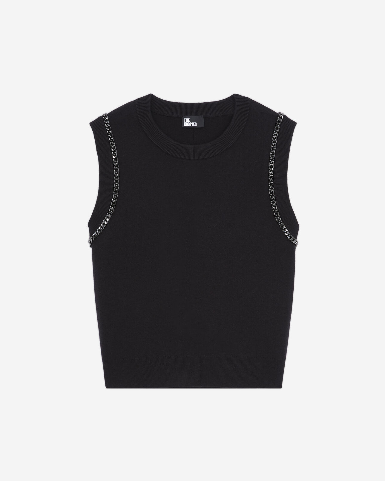 The Kooples FEMME BLACK pull noir en maille avec chaînes