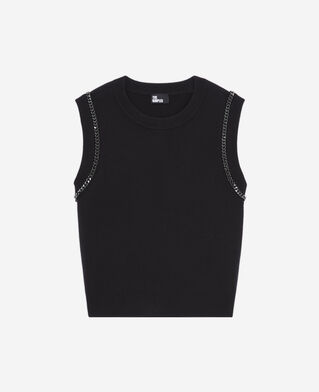 The Kooples F BLACK black knit sweater with chains