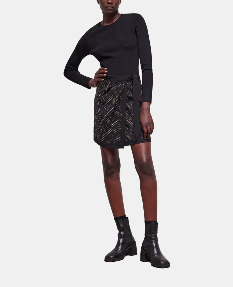 The Kooples FEMME BLACK jupe courte portefeuille noire