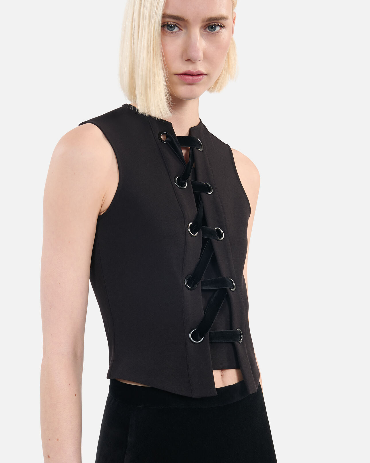 The Kooples WOMEN BLACK black top with lacing