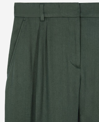 The Kooples FEMME WOOD KAKI pantalon tailleur en soie vert