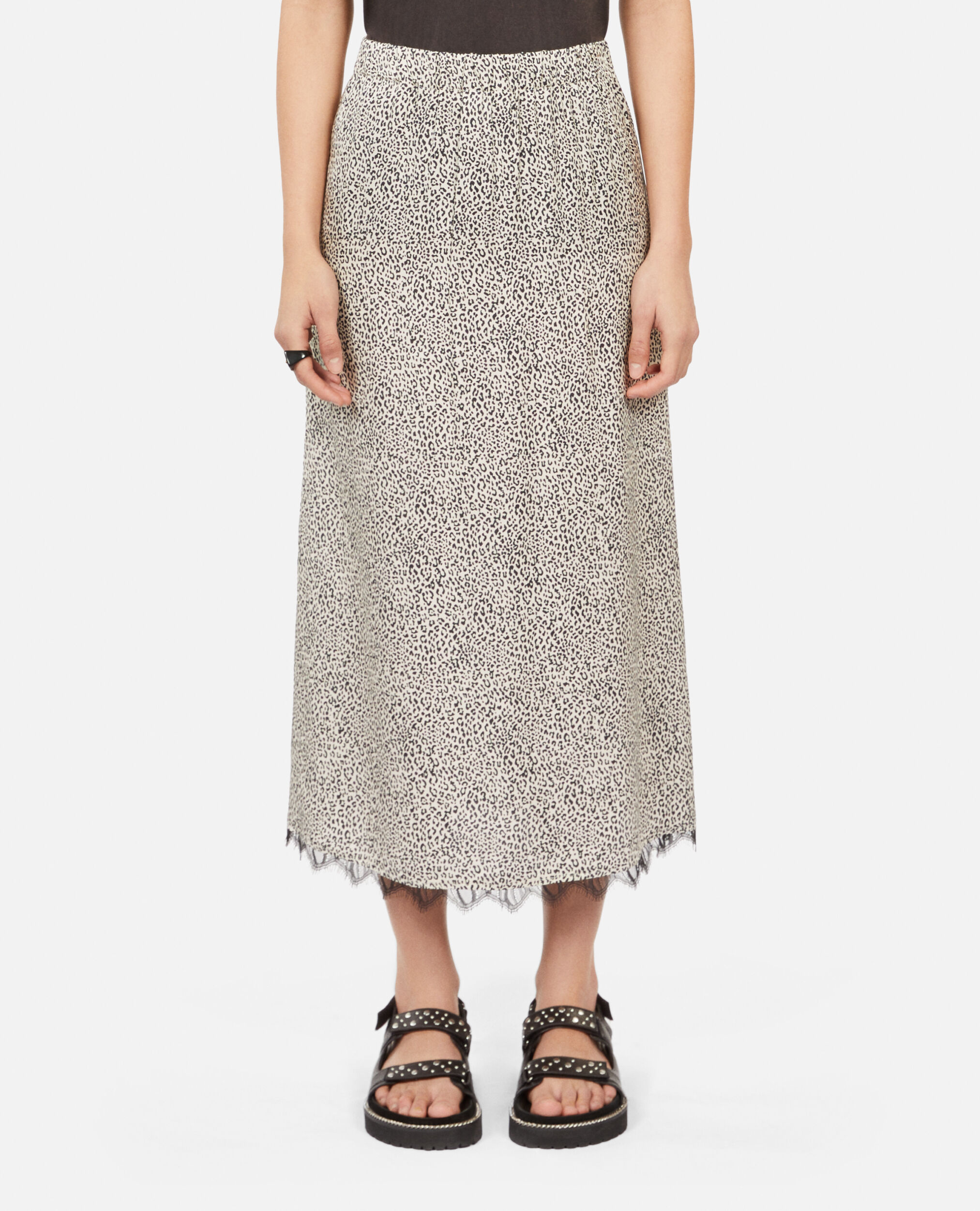 Long printed skirt, BLACK WHITE, hi-res image number null