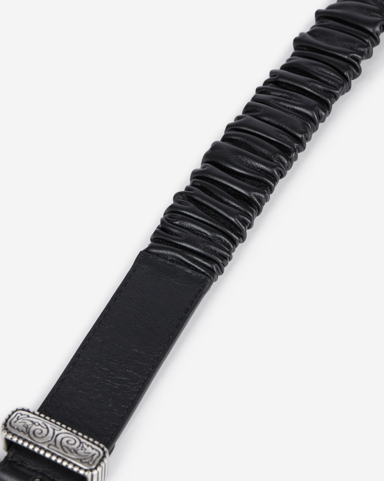 The Kooples FEMME BLACK ceinture large en cuir froncé noir