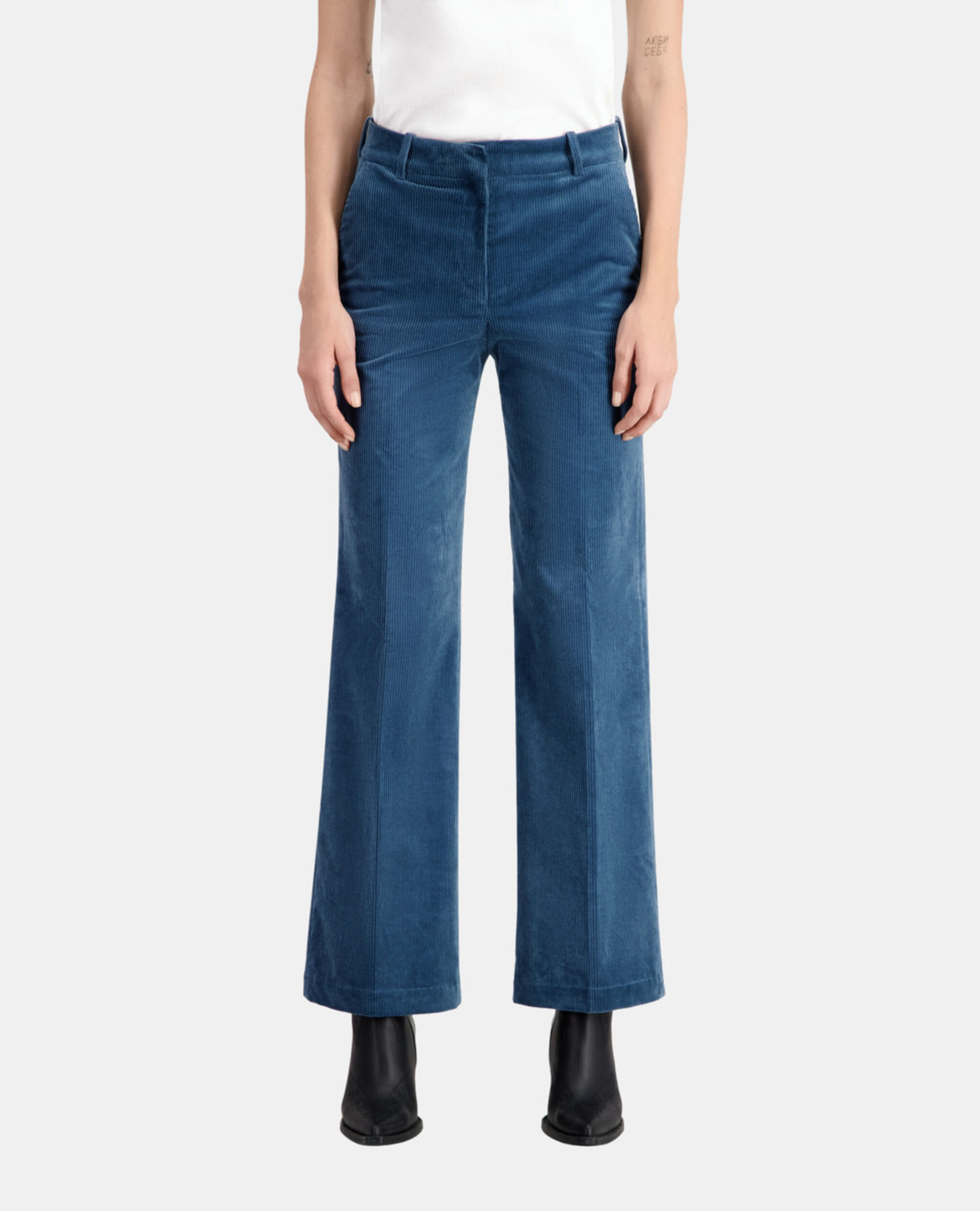 Blue corduroy trousers, BLUE PETROL, hi-res image number null