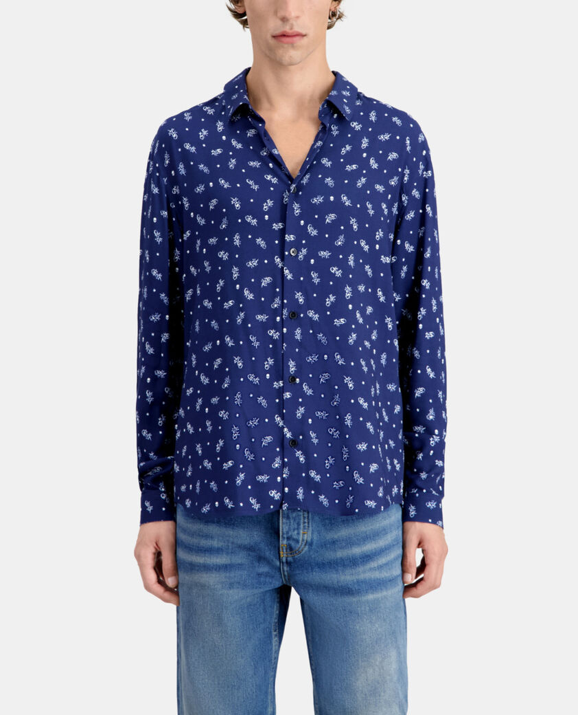 The Kooples HERREN WHITE / NAVY bedrucktes hemd