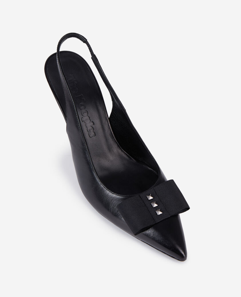 The Kooples DAMEN BLACK schwarze slingback-pumps aus leder