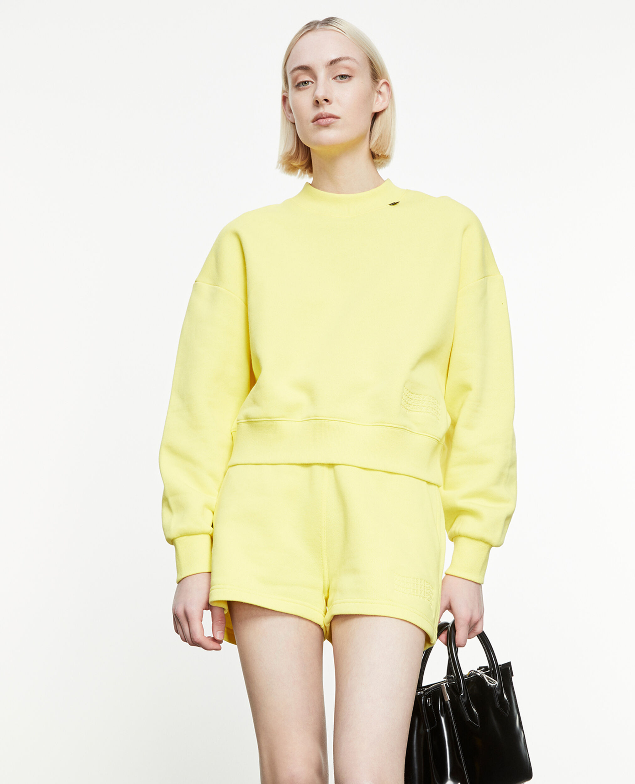 Gelbes Sweatshirt mit Wellenlogoprägung, YELLOW, hi-res image number null