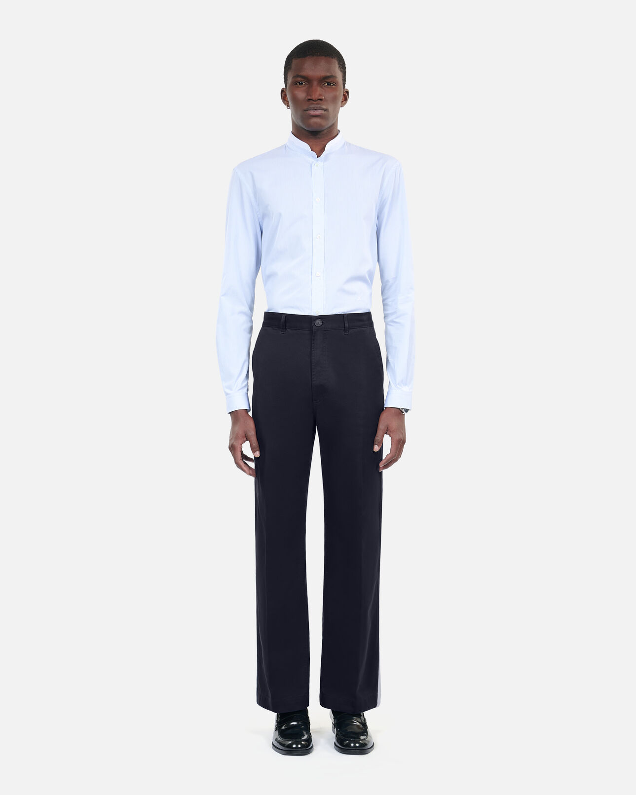 The Kooples HOMME DARK NAVY pantalon large en coton bleu marine