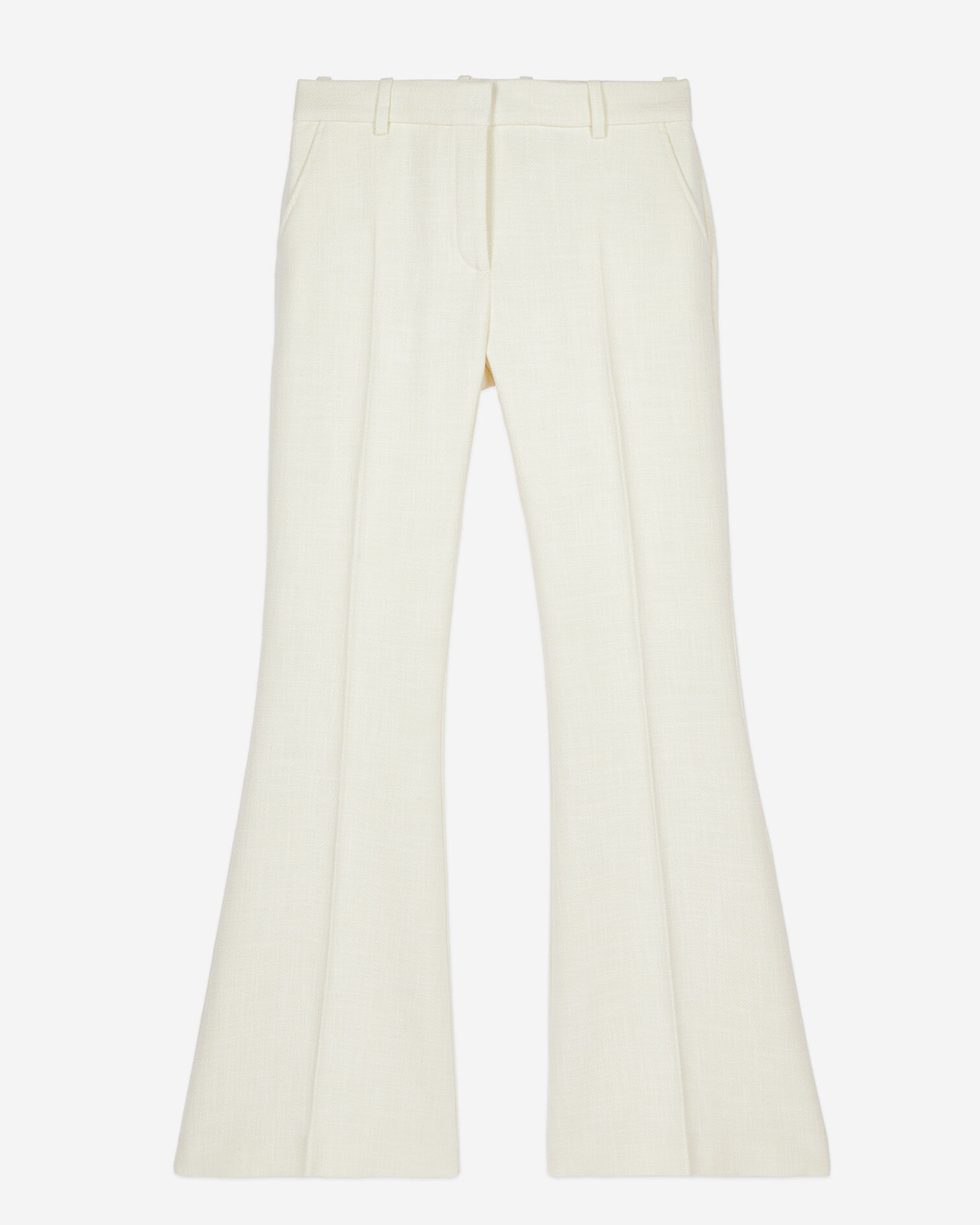 Ecru wool and cotton flared suit trousers, ECRU, hi-res image number null