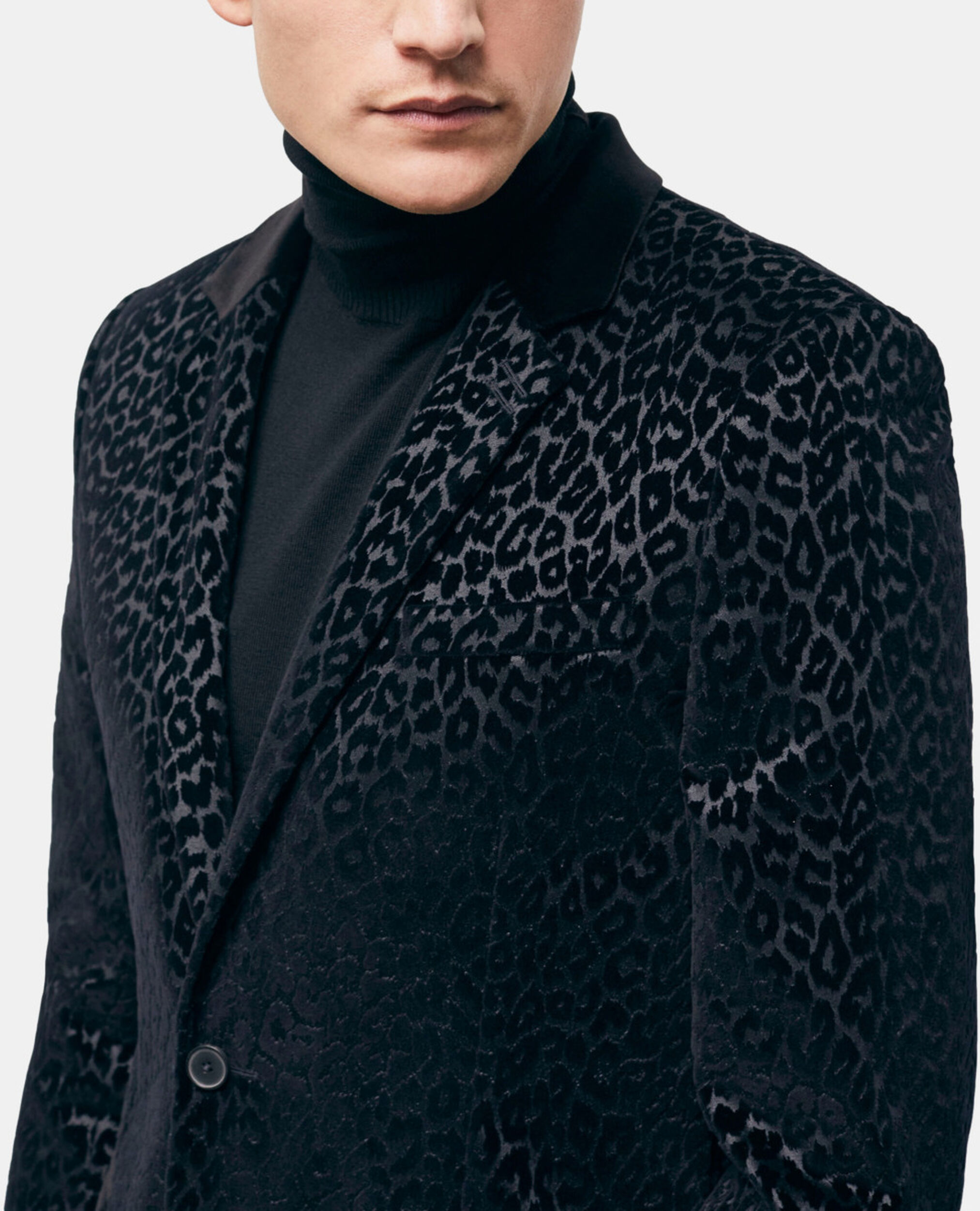 Black leopard print suit vest, BLACK, hi-res image number null